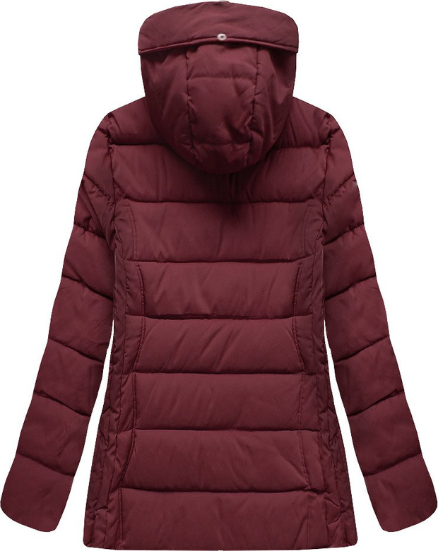 PIKOWANA KURTKA Z KAPTUREM BORDOWA (R9505)