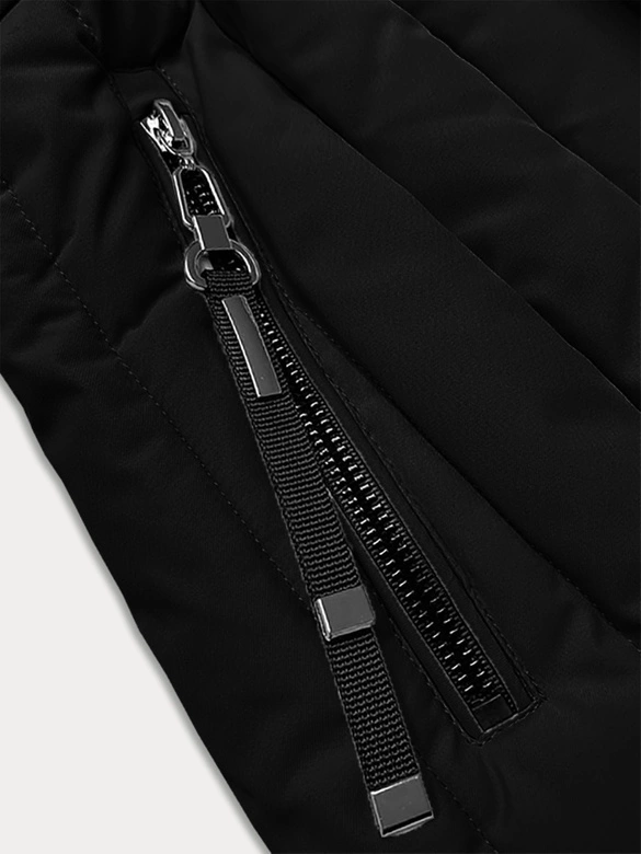 Damska kurtka zimowa z ozdobnym pikowaniem S'west czarna (B8307-1)