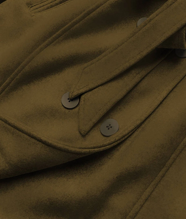 Damski płaszcz z futerkiem khaki (jc241)