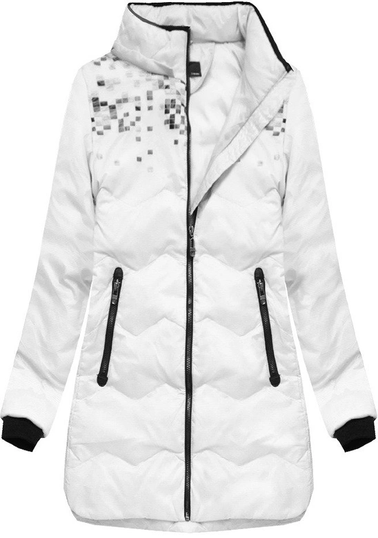 KURTKA Z KAPTUREM I KIESZENIAMI BIAŁA (6005B)