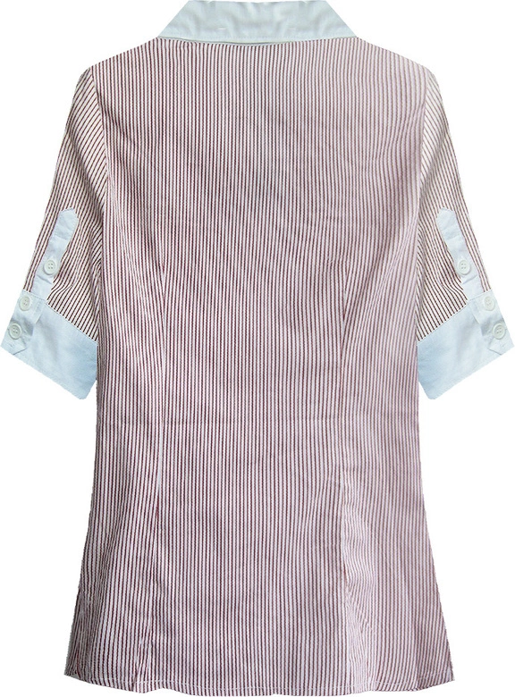 KOSZULA Z KRÓTKIM RĘKAWEM BIAŁO-BORDOWA (6011)