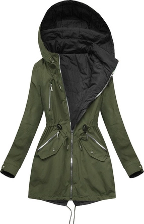 DWUSTRONNA PARKA Z KAPTUREM KHAKI-CZARNA (W306)