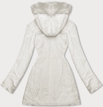 Dwustronna kurtka damska pikowana - futro ecru (H-897-11)