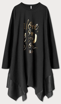 BAWEŁNIANA SUKIENKA Z DŁUGIM RĘKAWEM CZARNA (690ART)