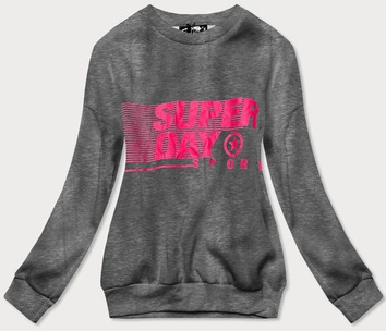 Bluza dresowa damska z nadrukiem ciemnoszara (26005)