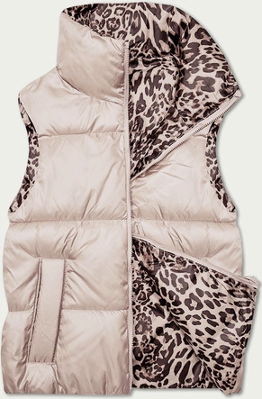 Dwustronna krótka kamizelka S'West perłowy róż-panterka (B8346-51)