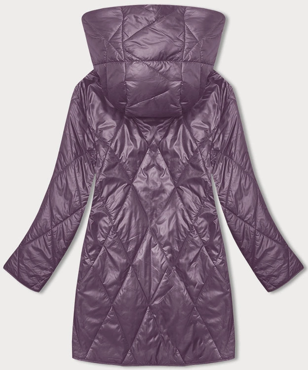 Damska kurtka z ozdobnym kapturem fioletowa (B8215-71)