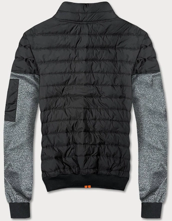 Kurtka męska z neonowymi zamkami czarny-grafit (8M907-392)