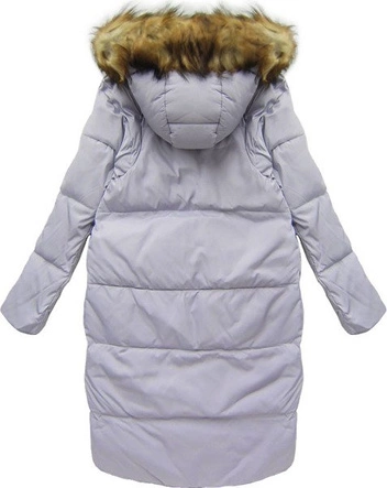 DŁUGA KURTKA Z PUCHEM NATURALNYM WRZOSOWA (8073)