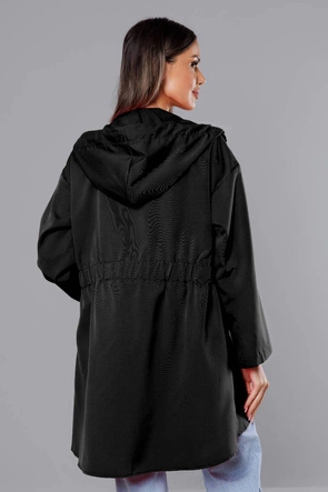 Cienka asymetryczna narzutka damska czarna (B8117-1)