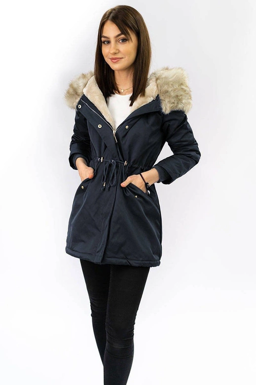 DAMSKA KURTKA ZIMOWA TYPU PARKA GRANATOWA (B2648)