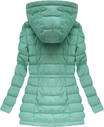 PIKOWANA KURTKA Z KAPTUREM MIĘTOWA (W626)