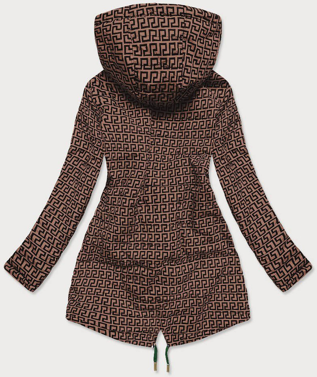 Dwustronna kurtka parka damska khaki-brązowa (xw581bigx)