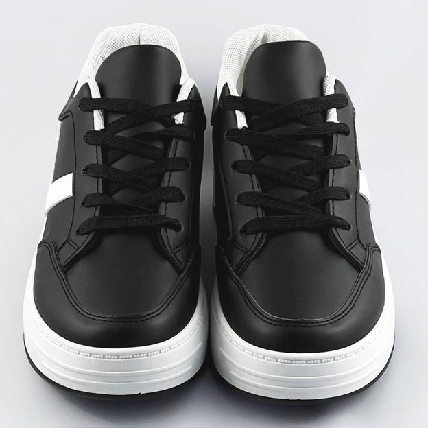 Sznurowane buty sportowe damskie czarno-białe (s070)