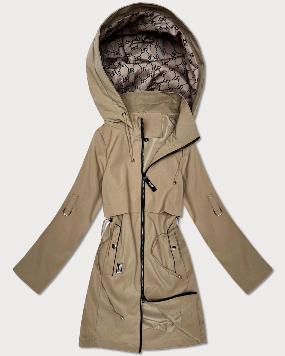 Prosta kurtka damska na podszewce Goodlookin piaskowa (KK60409-4#)