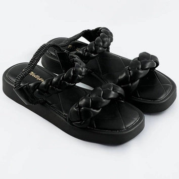 Sandały z plecionymi paskami czarne (af-250)