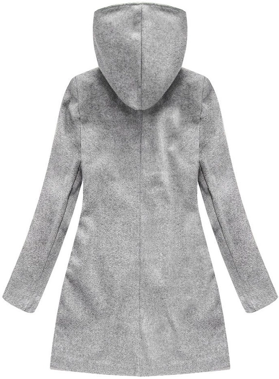 PŁASZCZ Z DOMIESZKĄ WEŁNY I KAPTUREM JASNOSZARY (6766)