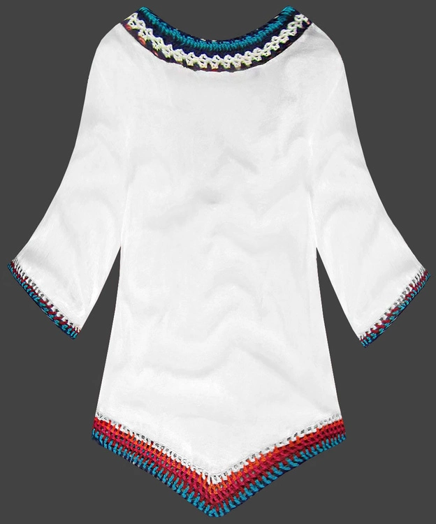 BLUZKA Z SZYDEŁKOWANYMI WSTAWKAMI BIAŁA (ART11)