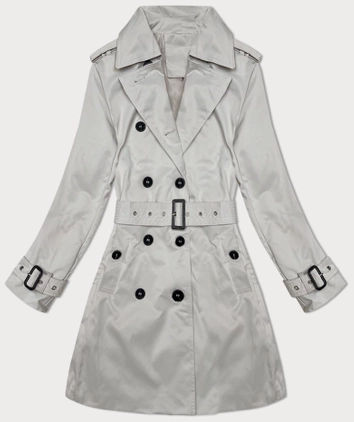 Klasyczny trencz do połowy uda jasny beż (1806#-12)