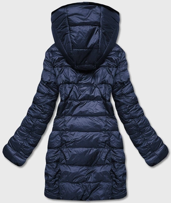Dwustronna kurtka futro damska granatowa (b8052-3)