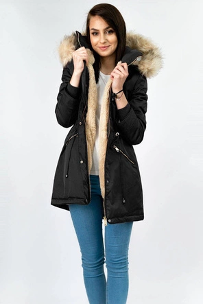 DAMSKA PARKA ZIMOWA NA MISIU CZARNA (B2623)