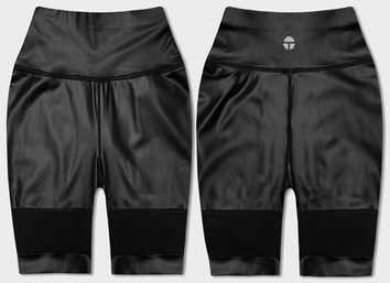 BŁYSZCZĄCE KRÓTKIE LEGGINSY CZARNE (54498)