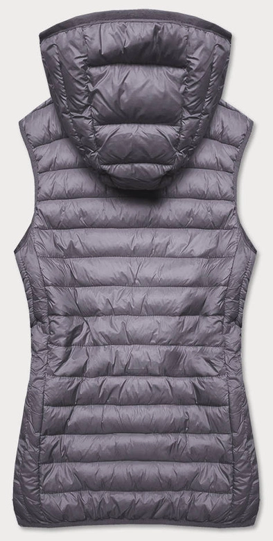 PIKOWANA KAMIZELKA DAMSKA Z KAPTUREM CIEMNOSZARA (13072-105)