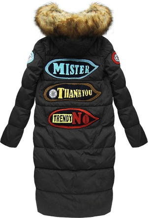 PŁASZCZ ZIMOWY Z PUCHEM NATURALNYM CZARNY (8067)