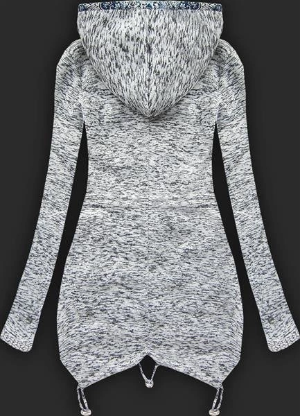 GRUBA BLUZA Z KAPTUREM JASNOSZARA (LX9910)