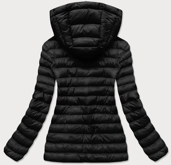 PIKOWANA KURTKA DAMSKA Z KAPTUREM CZARNA (23032-392)