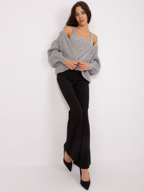 Dwuczęściowy komplet top + sweter szary (8019)