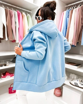 Gruba rozpinana bluza damska Goodlookin niebieska (551)