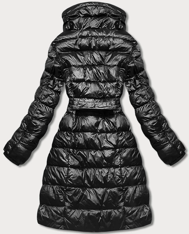 Pikowana kurtka damska z wysoką stójką czarny (j9-061)