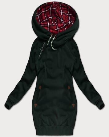 Długa bluza damska ciemny zielony (AMG-738/1)