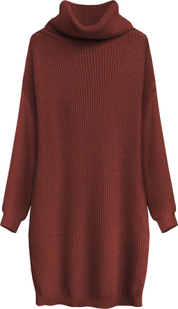 SWETERKOWA SUKIENKA OVERSIZE CEGLANA (473ART)