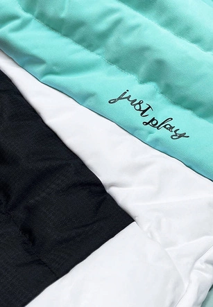 ZIMOWA KURTKA SPORTOWA DAMSKA Z KAPTUREM MIĘTOWO-CZARNA (B2378)