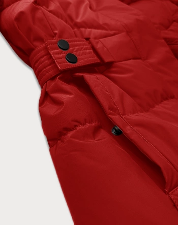 Zimowa kurtka damska z paskiem LHD ciemnoczerwona (LHD-24575)