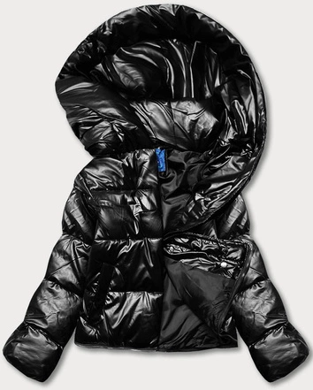 KURTKA ZIMOWA DAMSKA TRZY DŁUGOŚCI CZARNA BŁYSZCZĄCA (AG8-003)