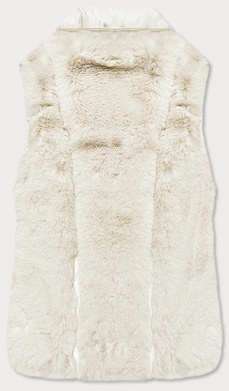 Krótka kamizelka futrzana z suwakami ecru (gsq2249)