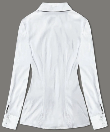 Bluzka z wstawkami w pepitkę biała (WD16113)