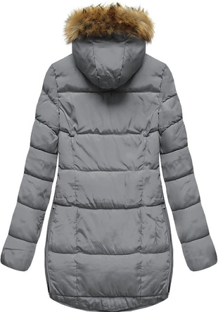 DAMSKA PIKOWANA ZIMOWA KURTKA Z KAPTUREM SZARA (X859X)