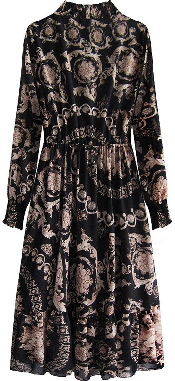 SZYFONOWA SUKIENKA MIDI CZARNA (497ART)