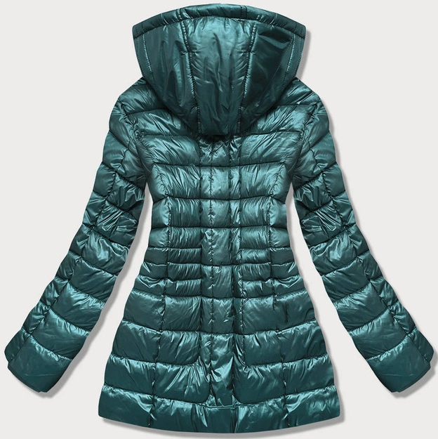 Przejściowa kurtka damska plus size butelkowa zieleń (7724plus)