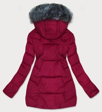 PIKOWANA KURTKA DAMSKA ZIMOWA BORDOWA (R9527)