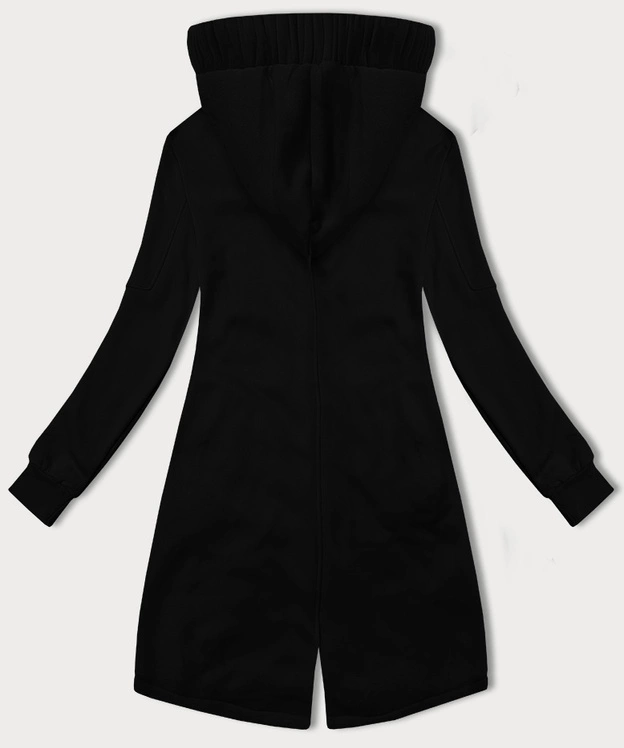 Rozpinana długa bluza damska z kapturem LHD czarna (AMG-693A)