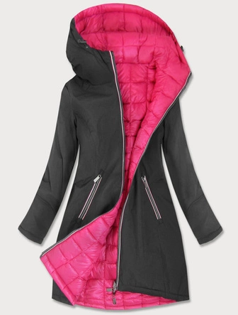 Dwustronna kurtka przejściowa grafitowo-amarantowa (7700)