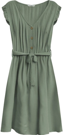 SUKIENKA MIDI Z GUZIKAMI SZAROZIELONA (395ART)