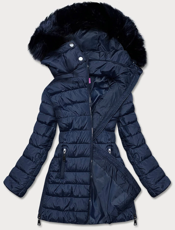 DAMSKA KURTKA Z SUWAKAMI GRANATOWA (8975-E)