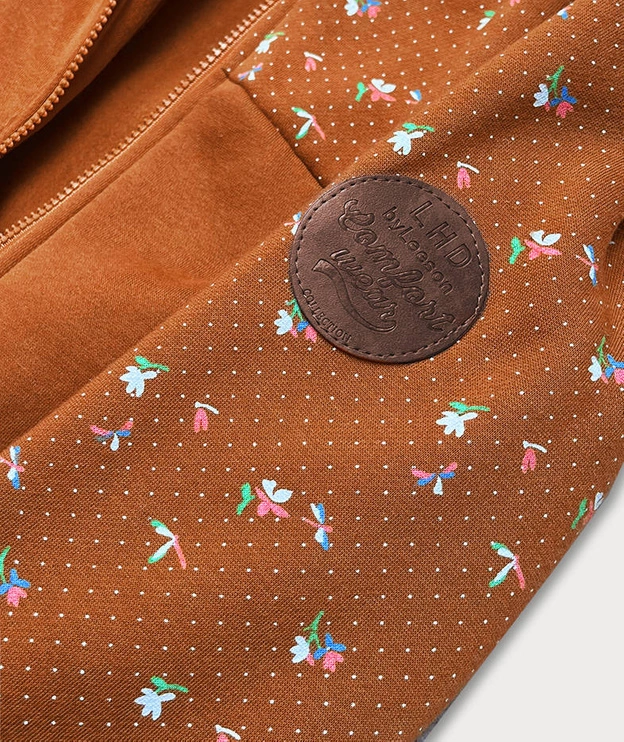 Bluza damska z kwiatuszkami karmelowa (amg828)