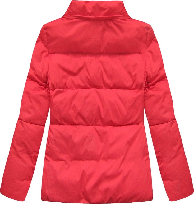 Zimowa krótka pikowana kurtka damska czerwona (7694)